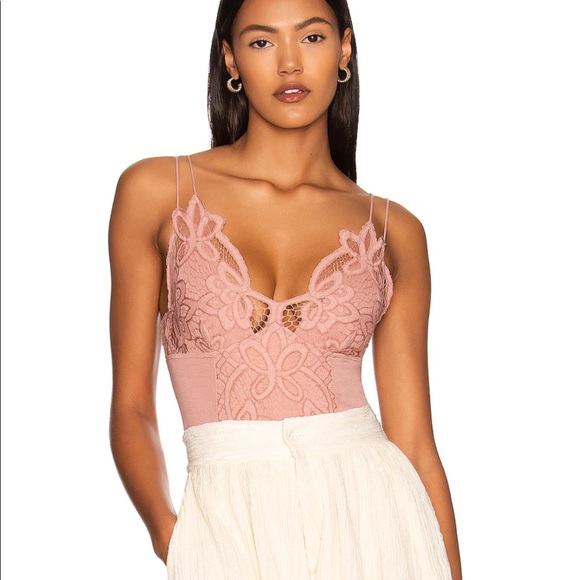 Free People Pants - Free people blush lace strappy bodysuit stretchy new with tags